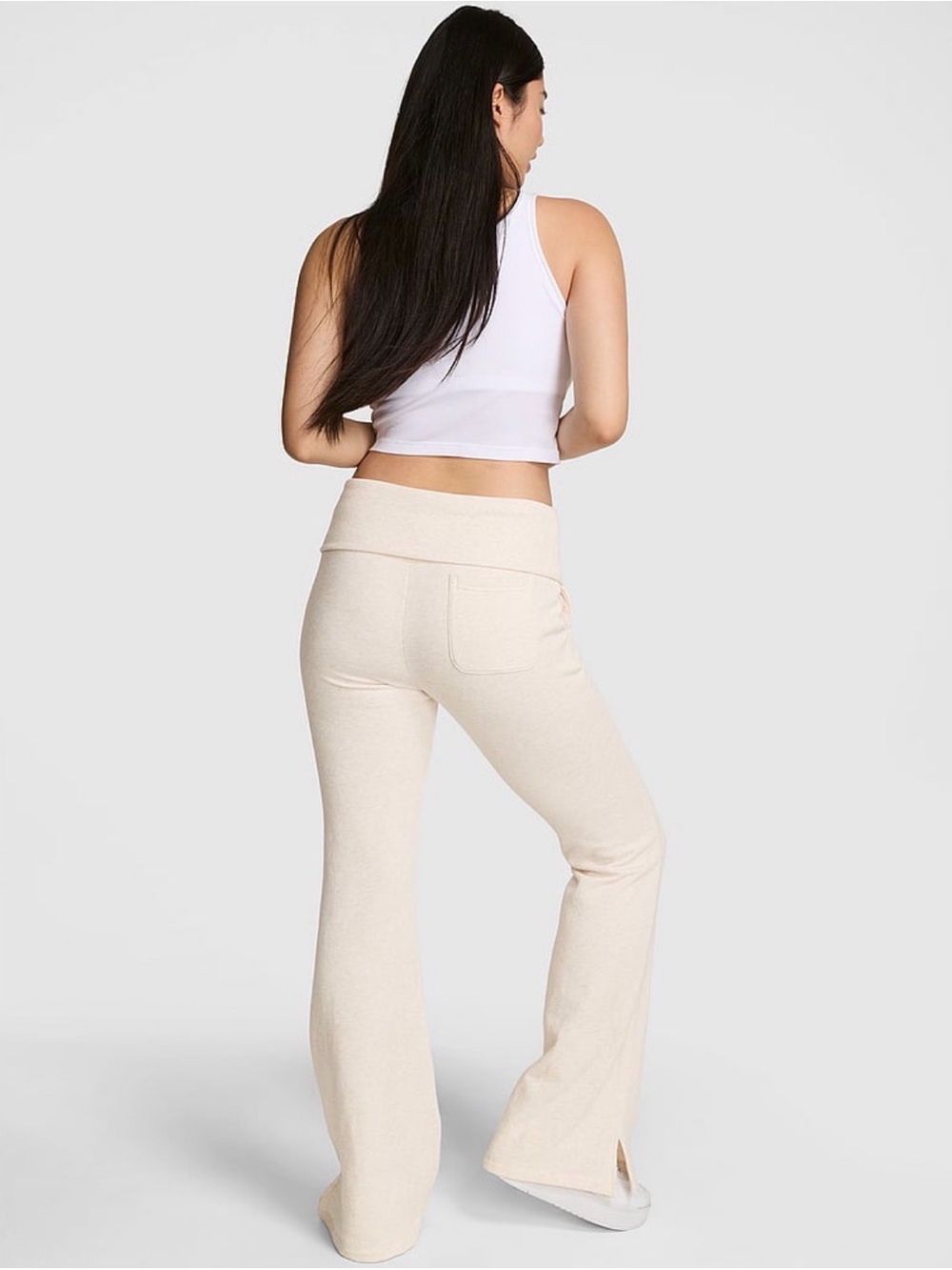 VS PINK Fleece Foldover Flare Pant Petite Cozy Loungecore Soft Girl - Picture 4 of 11